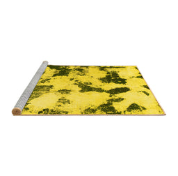 Sideview of Machine Washable Abstract Yellow Modern Rug, wshabs1158yw