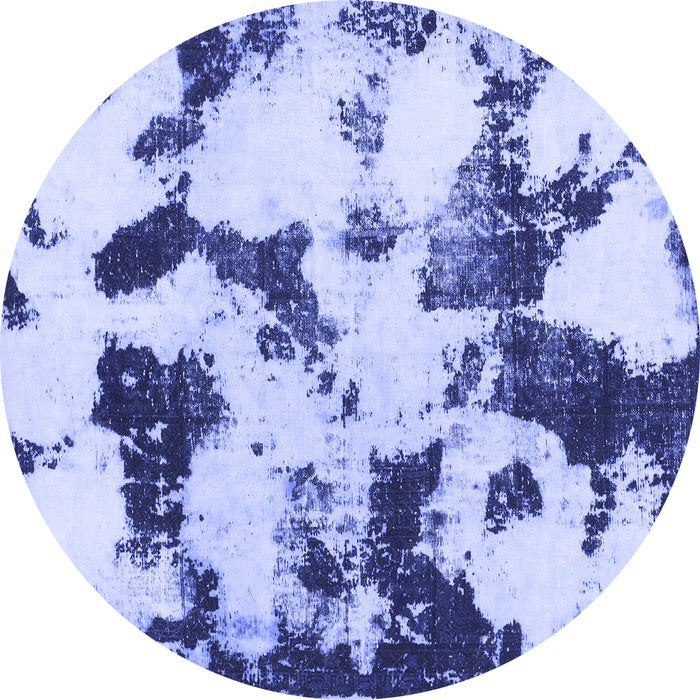 Round Abstract Blue Modern Rug, abs1158blu