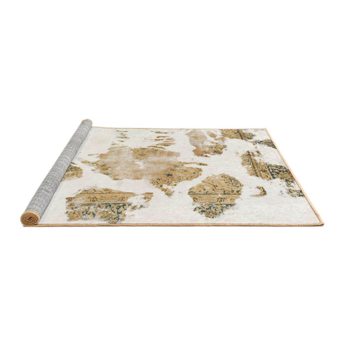 Sideview of Machine Washable Abstract Off White Beige Rug, wshabs1159