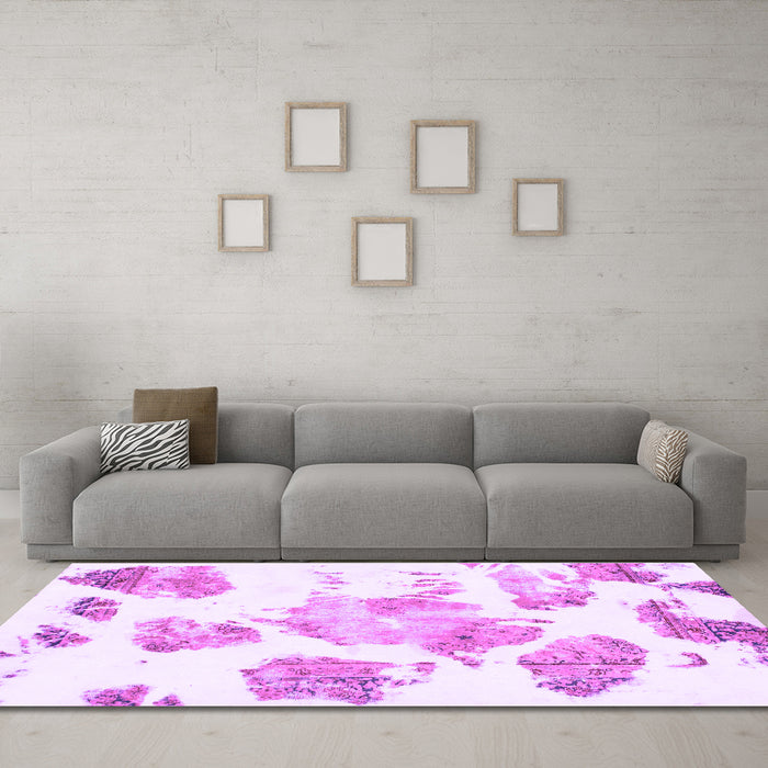Machine Washable Abstract Purple Modern Area Rugs in a Living Room, wshabs1159pur