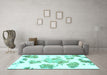 Machine Washable Abstract Turquoise Modern Area Rugs in a Living Room,, wshabs1159turq