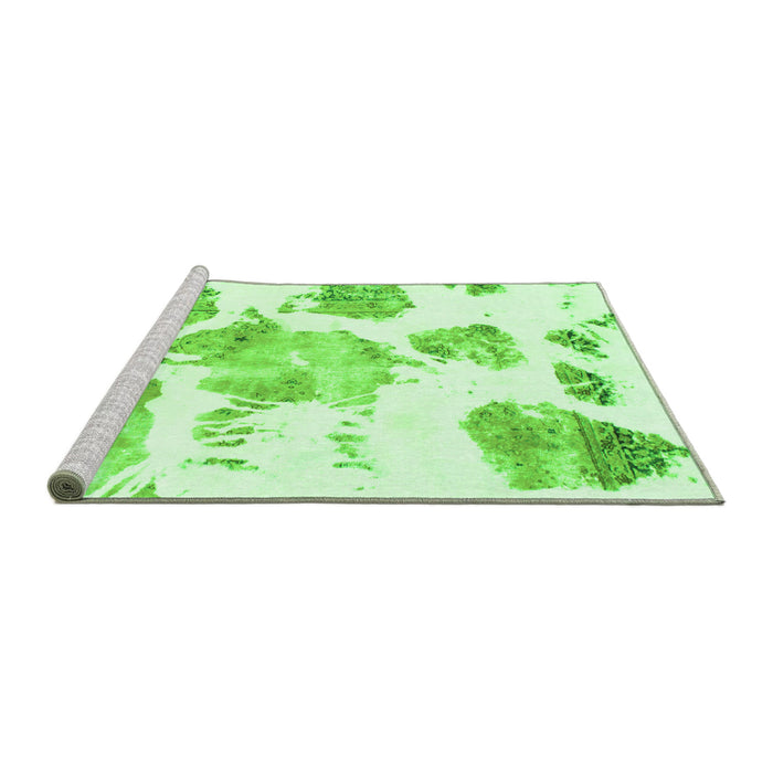 Sideview of Machine Washable Abstract Green Modern Area Rugs, wshabs1159grn