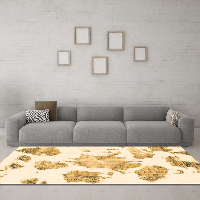 Machine Washable Abstract Brown Modern Rug in a Living Room,, wshabs1159brn