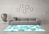 Machine Washable Abstract Light Blue Modern Rug, wshabs1159lblu