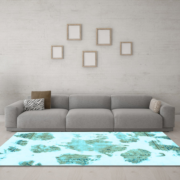 Machine Washable Abstract Light Blue Modern Rug in a Living Room, wshabs1159lblu