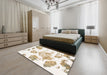 Machine Washable Abstract Off White Beige Rug in a Bedroom, wshabs1159