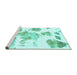 Sideview of Machine Washable Abstract Turquoise Modern Area Rugs, wshabs1159turq