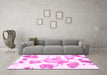 Machine Washable Abstract Pink Modern Rug in a Living Room, wshabs1159pnk