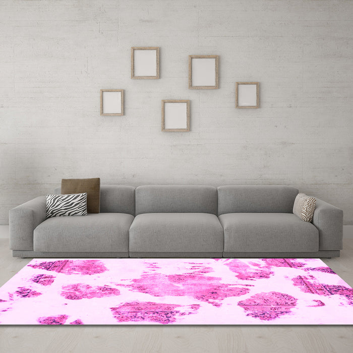 Machine Washable Abstract Pink Modern Rug in a Living Room, wshabs1159pnk