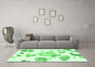 Machine Washable Abstract Emerald Green Modern Area Rugs in a Living Room,, wshabs1159emgrn