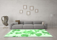 Machine Washable Abstract Emerald Green Modern Rug, wshabs1159emgrn