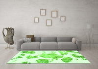 Machine Washable Abstract Green Modern Rug, wshabs1159grn