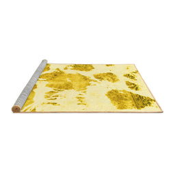 Sideview of Machine Washable Abstract Yellow Modern Rug, wshabs1159yw