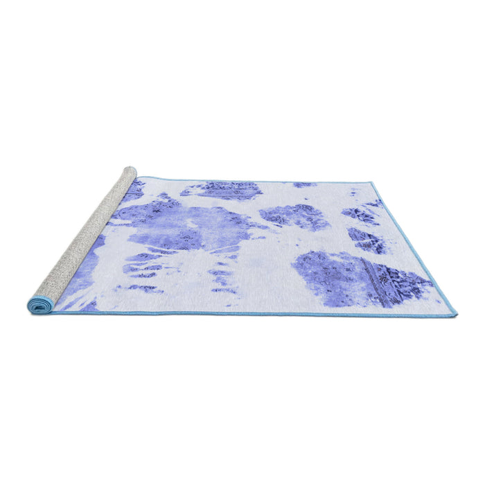 Sideview of Machine Washable Abstract Blue Modern Rug, wshabs1159blu