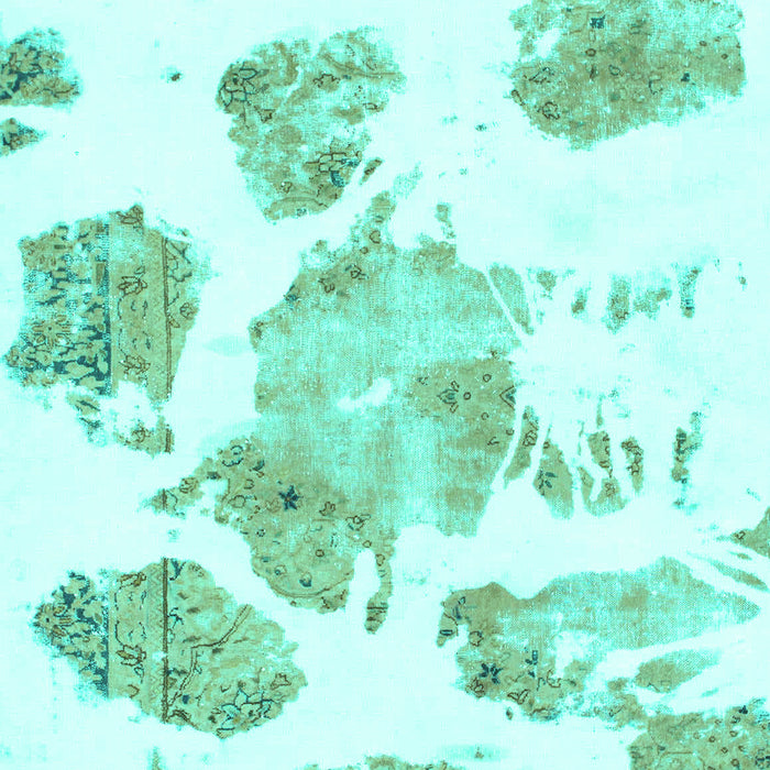 Machine Washable Abstract Turquoise Modern Area Rugs, wshabs1159turq