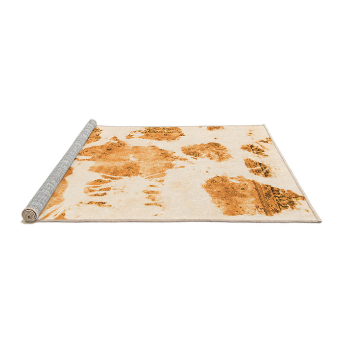 Sideview of Machine Washable Abstract Orange Modern Area Rugs, wshabs1159org