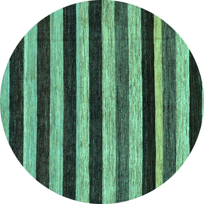 Round Machine Washable Abstract Turquoise Modern Area Rugs, wshabs115turq