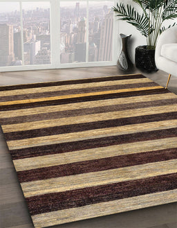 Machine Washable Abstract Bakers Brown Rug in a Family Room, wshabs115