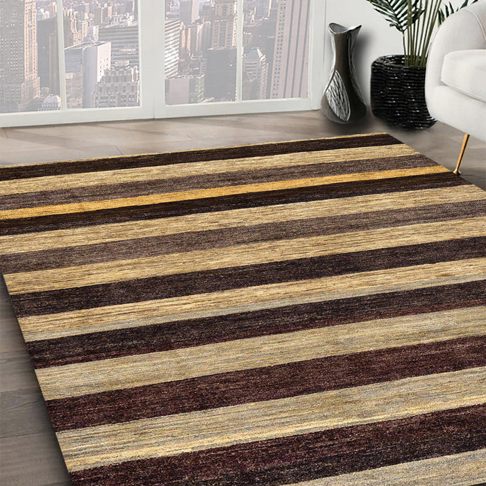 Machine Washable Abstract Bakers Brown Rug in a Family Room, wshabs115
