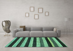 Machine Washable Abstract Turquoise Modern Area Rugs in a Living Room,, wshabs115turq
