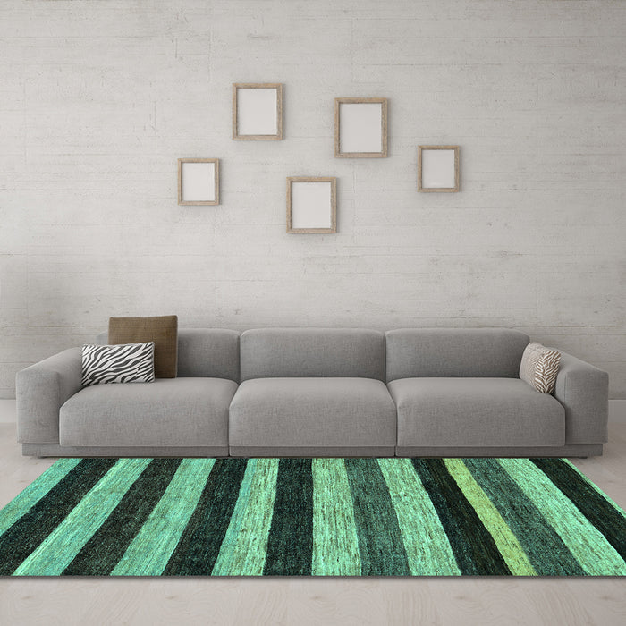 Machine Washable Abstract Turquoise Modern Area Rugs in a Living Room,, wshabs115turq