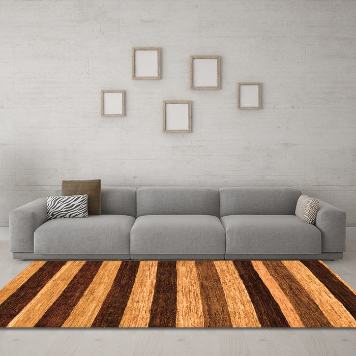 Machine Washable Abstract Orange Modern Area Rugs in a Living Room, wshabs115org