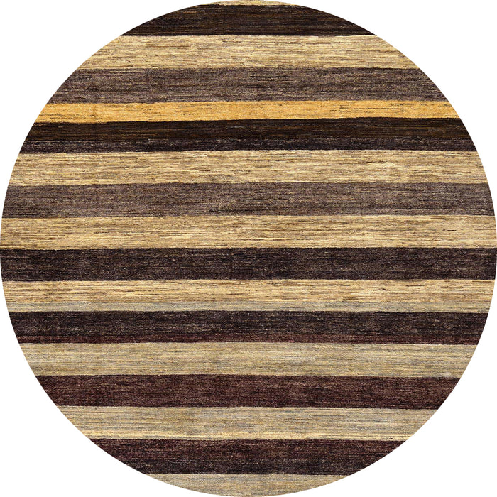 Round Machine Washable Abstract Bakers Brown Rug, wshabs115