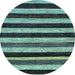 Round Machine Washable Abstract Light Blue Modern Rug, wshabs115lblu