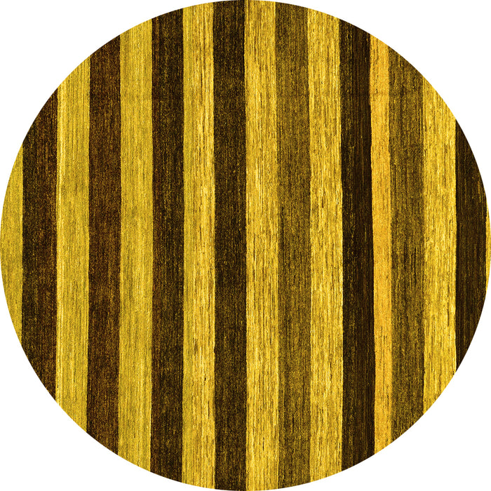 Round Machine Washable Abstract Yellow Modern Rug, wshabs115yw