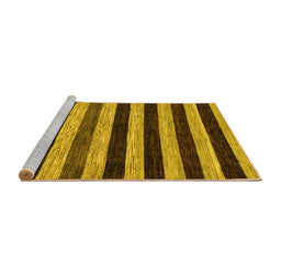 Sideview of Machine Washable Abstract Yellow Modern Rug, wshabs115yw