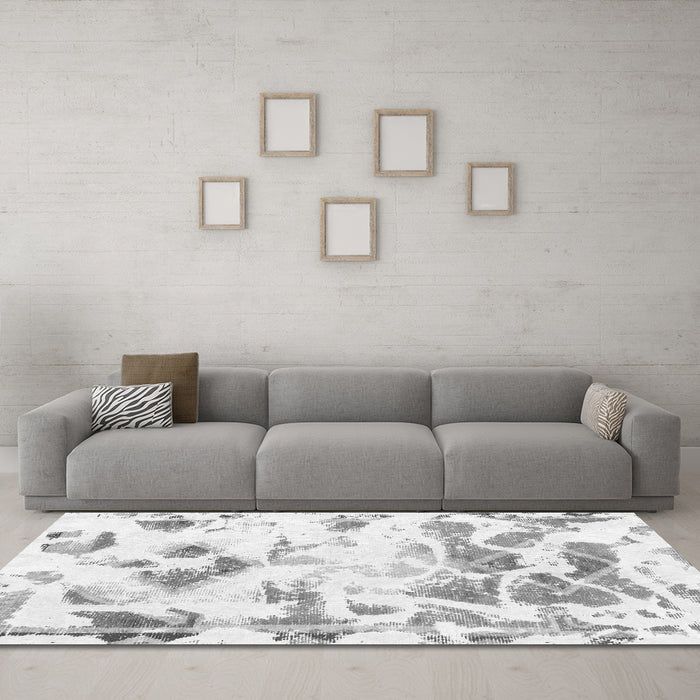 Machine Washable Abstract Gray Modern Rug in a Living Room,, wshabs1160gry