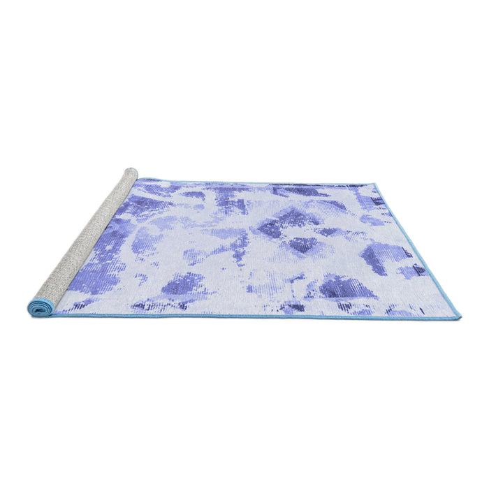 Sideview of Machine Washable Abstract Blue Modern Rug, wshabs1160blu