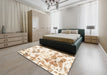 Machine Washable Abstract Blanched Almond Beige Rug in a Bedroom, wshabs1160