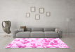 Machine Washable Abstract Pink Modern Rug in a Living Room, wshabs1160pnk