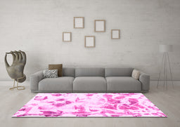 Machine Washable Abstract Pink Modern Rug in a Living Room, wshabs1160pnk
