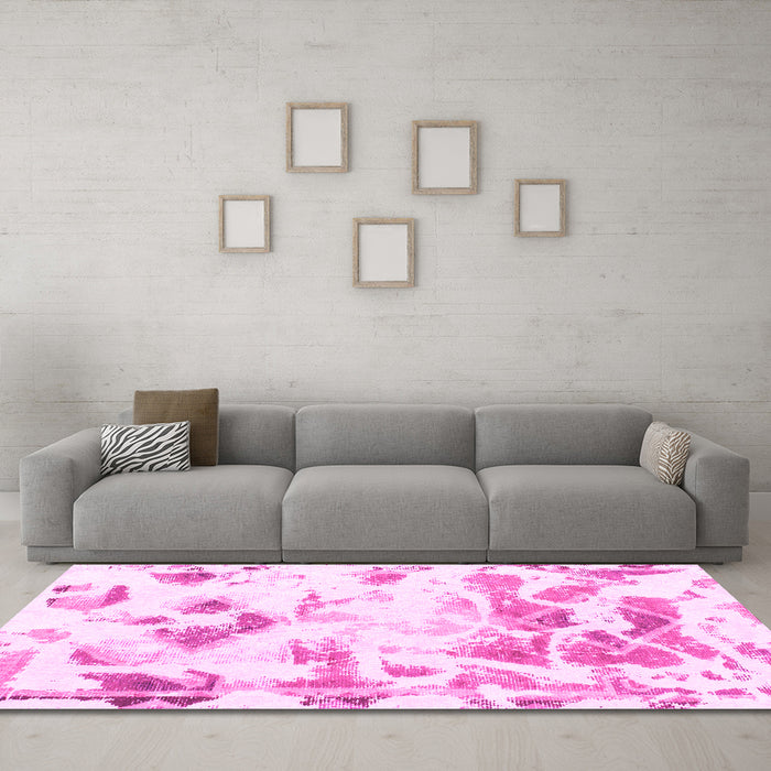 Machine Washable Abstract Pink Modern Rug in a Living Room, wshabs1160pnk