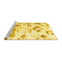 Sideview of Machine Washable Abstract Yellow Modern Rug, wshabs1160yw