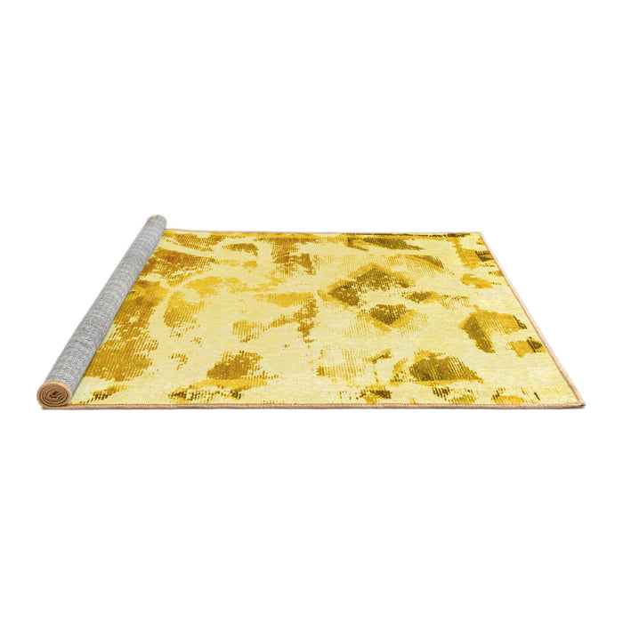 Sideview of Machine Washable Abstract Yellow Modern Rug, wshabs1160yw
