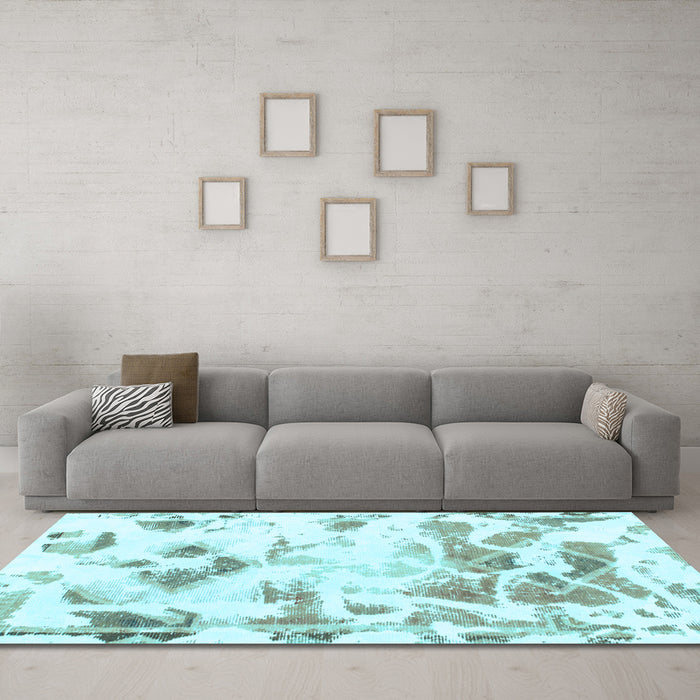 Machine Washable Abstract Light Blue Modern Rug in a Living Room, wshabs1160lblu