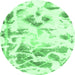 Round Machine Washable Abstract Emerald Green Modern Area Rugs, wshabs1160emgrn