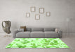 Machine Washable Abstract Green Modern Area Rugs in a Living Room,, wshabs1160grn