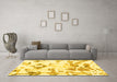 Machine Washable Abstract Yellow Modern Rug in a Living Room, wshabs1160yw