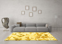 Machine Washable Abstract Yellow Modern Rug, wshabs1160yw