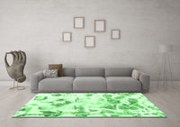 Machine Washable Abstract Emerald Green Modern Rug, wshabs1160emgrn