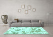 Machine Washable Abstract Turquoise Modern Area Rugs in a Living Room,, wshabs1160turq