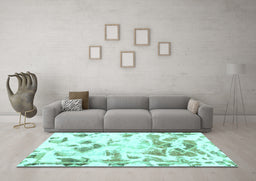 Machine Washable Abstract Turquoise Modern Area Rugs in a Living Room,, wshabs1160turq