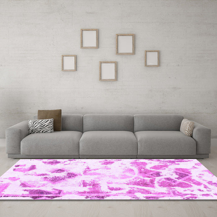 Machine Washable Abstract Purple Modern Area Rugs in a Living Room, wshabs1160pur