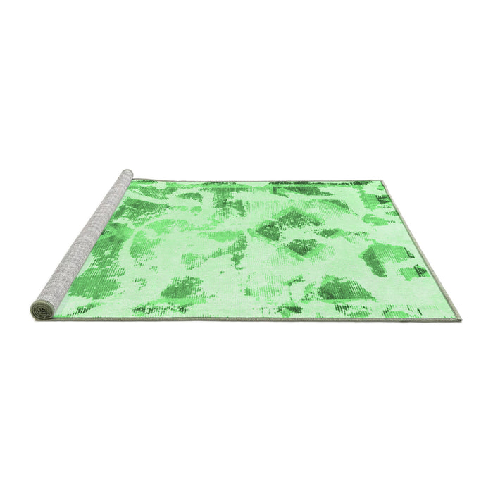 Sideview of Machine Washable Abstract Emerald Green Modern Area Rugs, wshabs1160emgrn