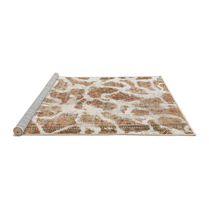 Sideview of Machine Washable Abstract Wheat Beige Rug, wshabs1161