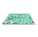 Sideview of Machine Washable Abstract Turquoise Modern Area Rugs, wshabs1161turq